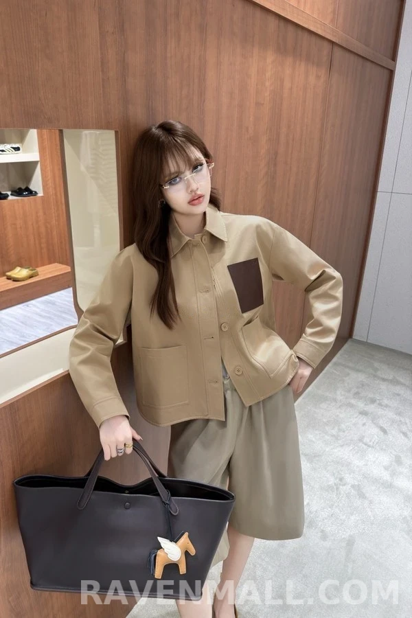 로에베 로에베 아나그램 가죽 패치 카라 자켓 상세 이미지