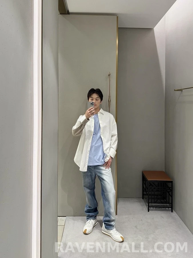 로에베 로에베 아나그램 배색 파이핑 셔츠 상세 이미지
