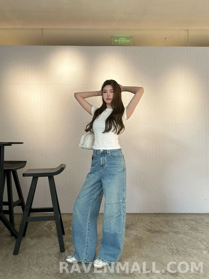 로에베 로에베 아나그램 워시드 와이드 데님 팬츠 상세 이미지