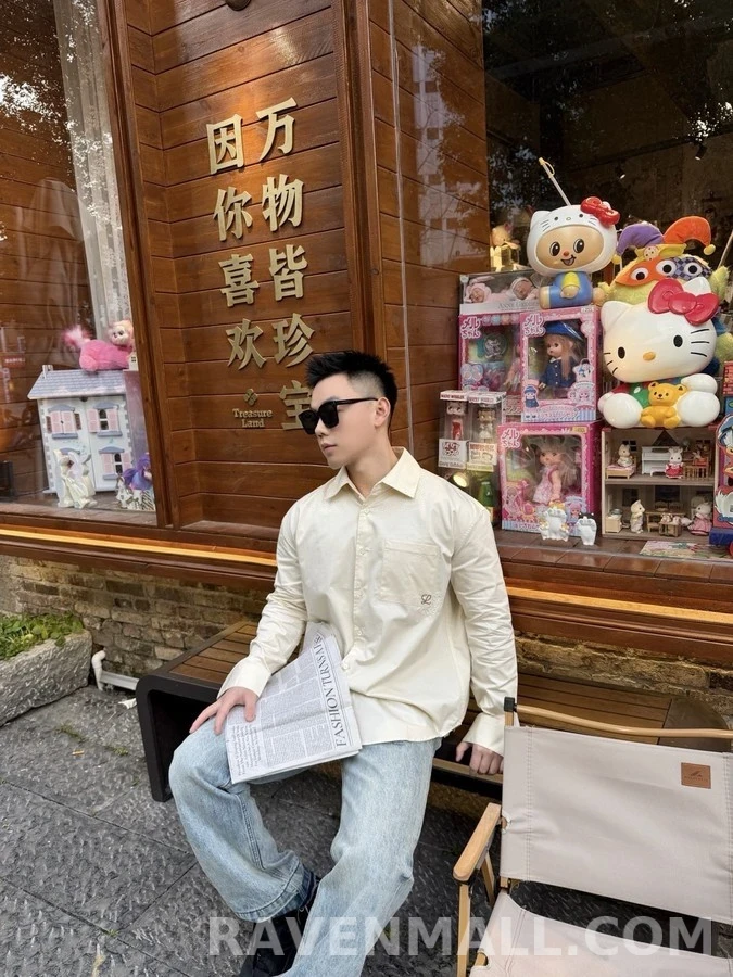 로에베 로에베 아나그램 자수 패치 포켓 셔츠 상세 이미지