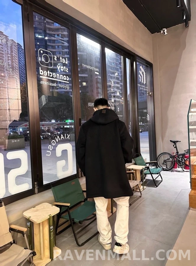 로에베 로에베 울 코튼 혼방 중기장 후드 집업 상세 이미지