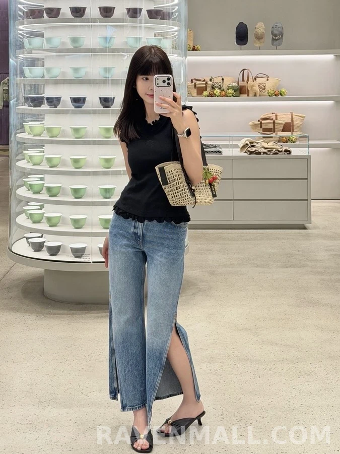 로에베 로에베 워싱 제브라 패턴 슬릿 데님 상세 이미지