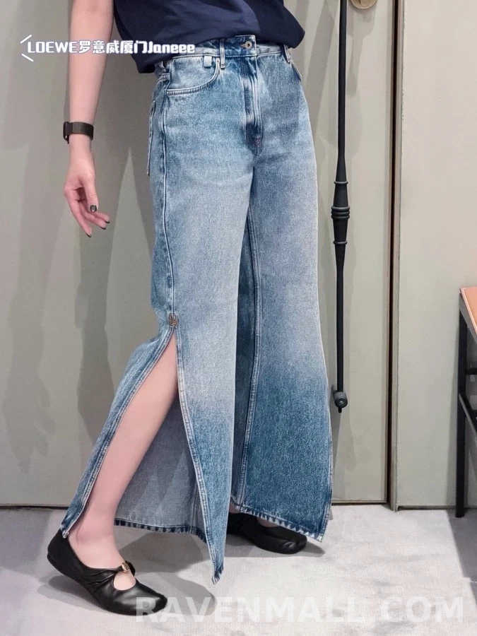로에베 로에베 워싱 제브라 패턴 슬릿 데님 상세 이미지