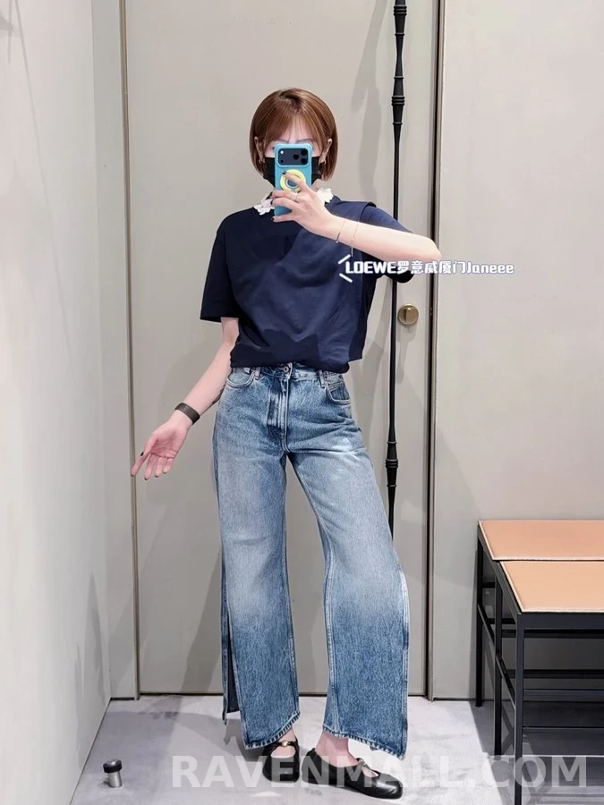 로에베 로에베 워싱 제브라 패턴 슬릿 데님 상세 이미지