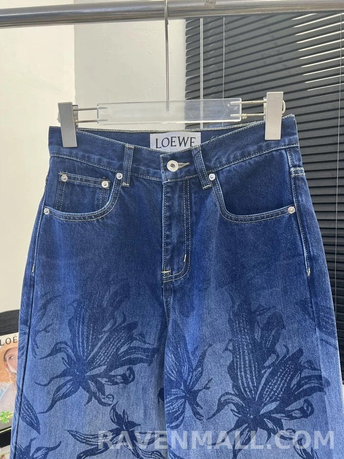 로에베 로에베 플라워 프린트 와이드 데님 팬츠 상세 이미지