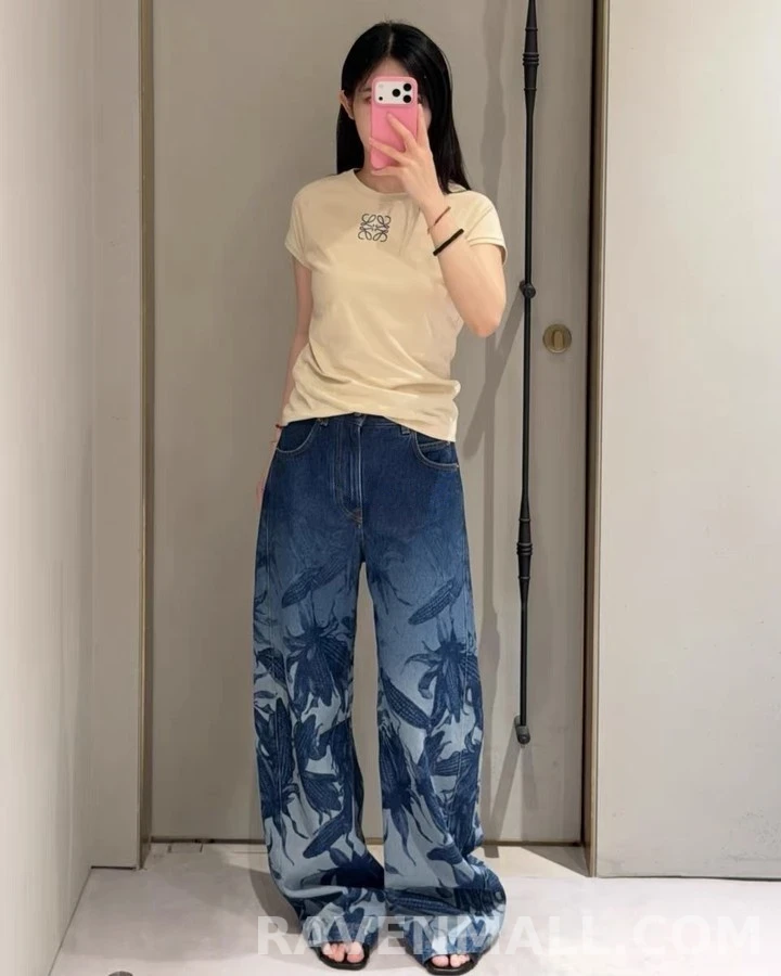 로에베 로에베 플라워 프린트 와이드 데님 팬츠 상세 이미지