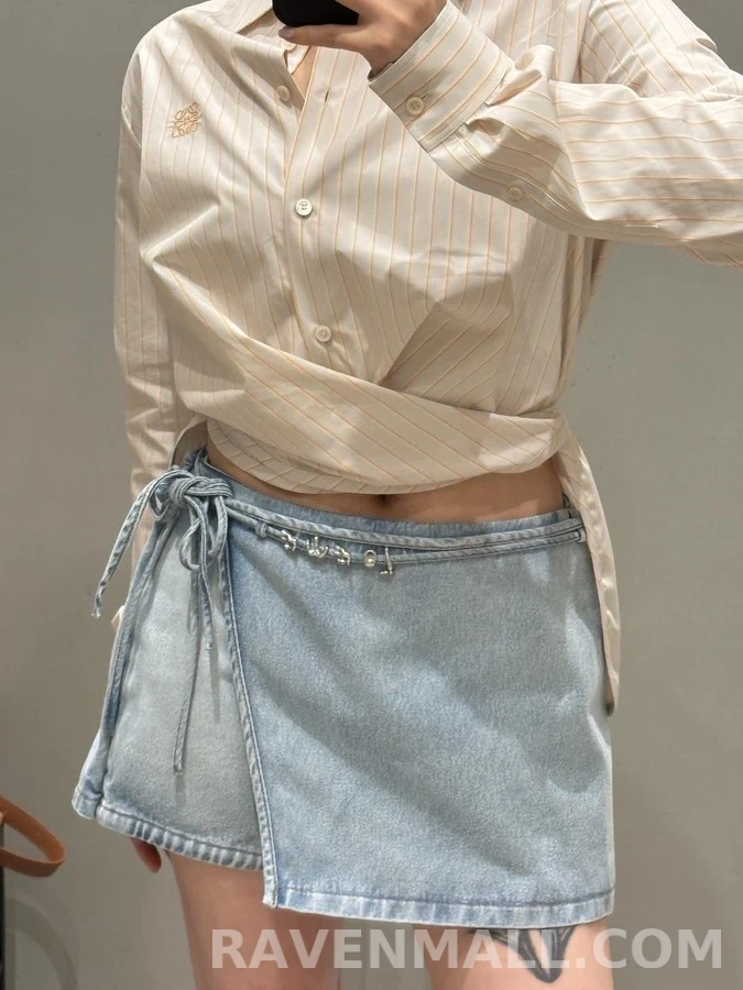 로에베 로에베 Anagram 자수 스트라이프 타이 셔츠 상세 이미지