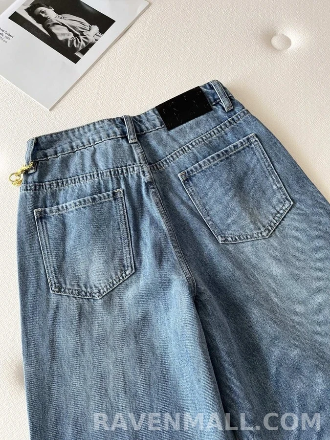 루이비통 루이비통 금속 네잎클로버 하이웨이스트 와이드 데님 팬츠 상세 이미지