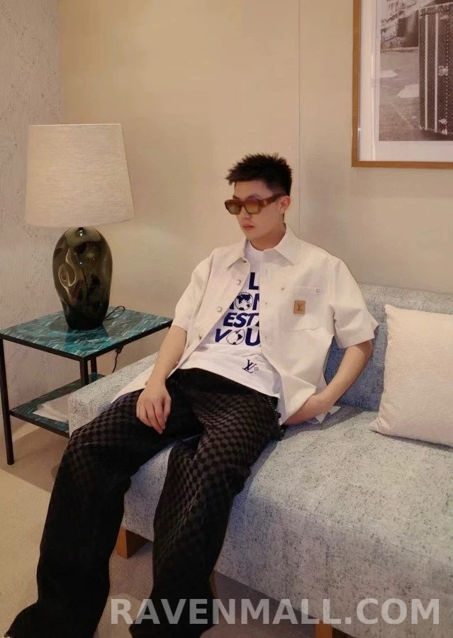 루이비통 루이비통 다미에 플록 와이드 데님 팬츠 상세 이미지