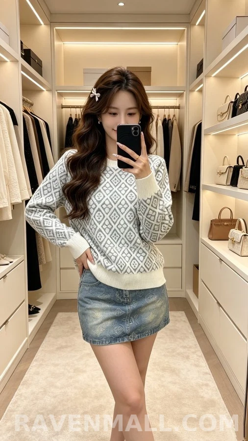 루이비통 루이비통 다이아몬드 플라워 패턴 니트 상세 이미지