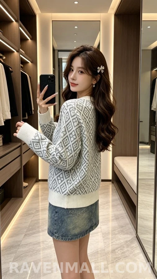 루이비통 루이비통 다이아몬드 플라워 패턴 니트 상세 이미지