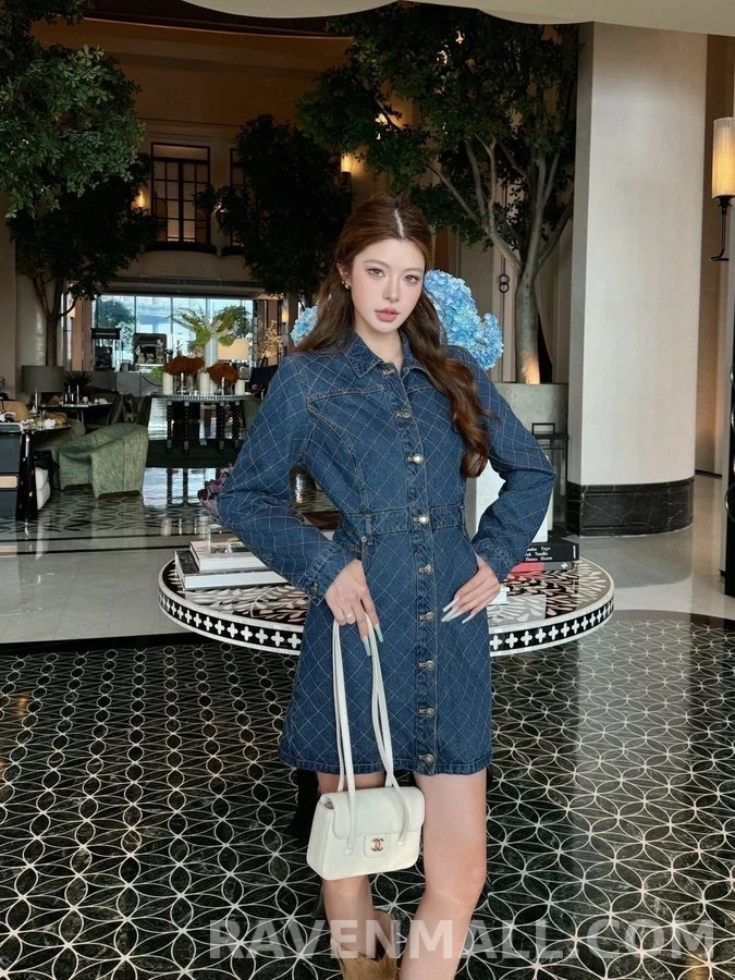 루이비통 루이비통 데님 퀼팅 버튼 원피스 상세 이미지