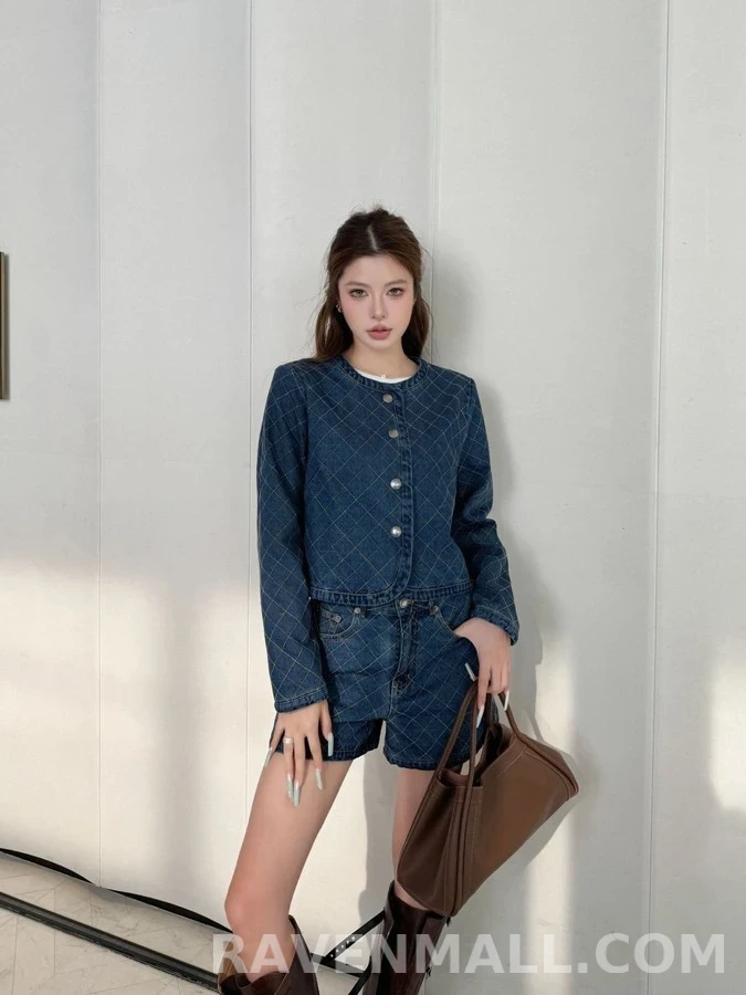 루이비통 루이비통 라운드넥 퀼팅 데님 자켓 상세 이미지