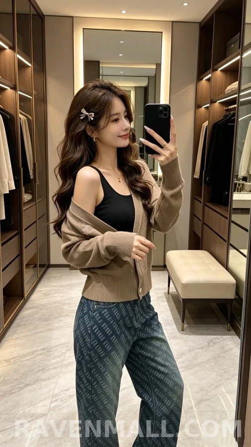 루이비통 루이비통 로고 자수 V넥 가디건 상세 이미지