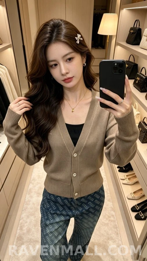 루이비통 루이비통 로고 자수 V넥 가디건 상세 이미지