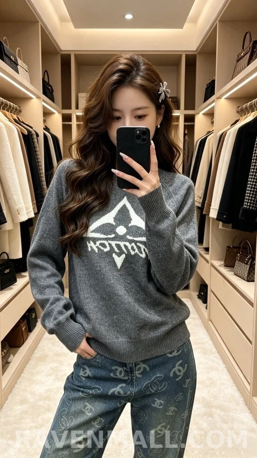 루이비통 루이비통 로고 자카드 니트 상세 이미지