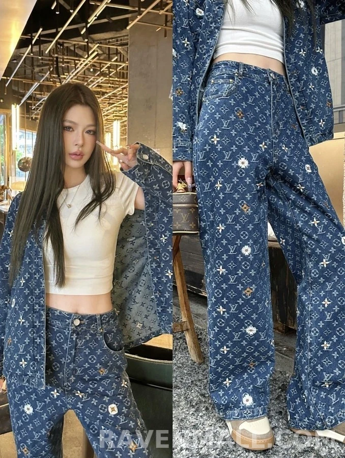 루이비통 루이비통 모노그램 데이지 자수 데님 자켓 상세 이미지