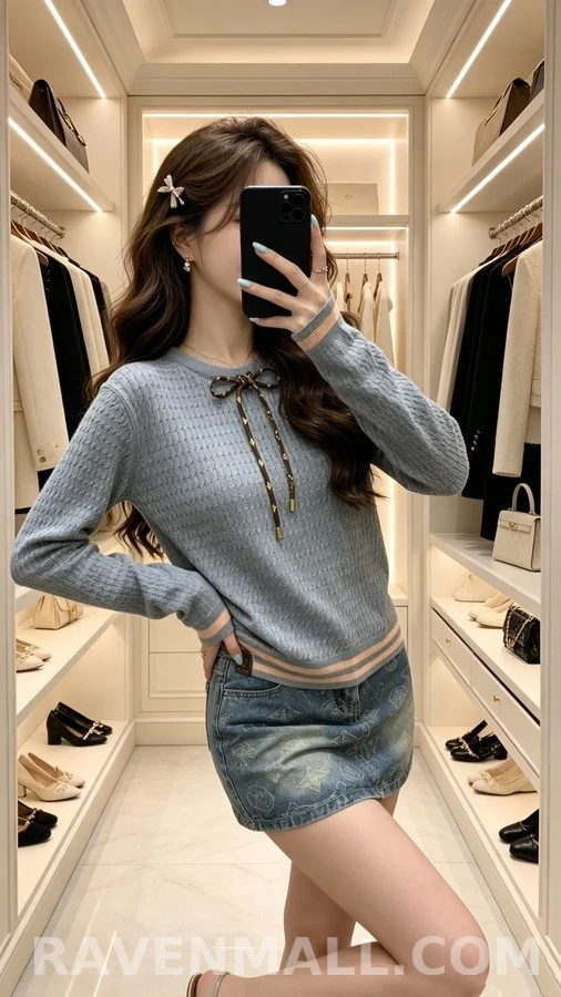 루이비통 루이비통 모노그램 드로스트링 텍스처 니트 상세 이미지