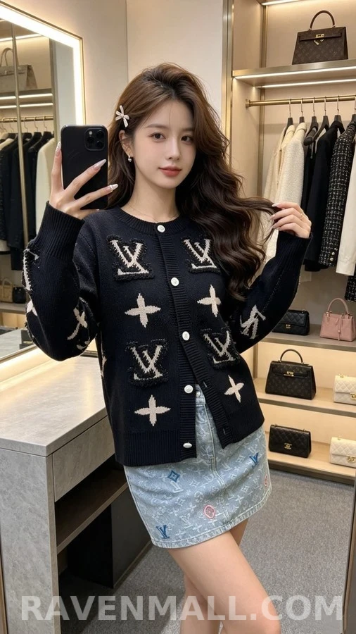 루이비통 루이비통 모노그램 자수 니트 가디건 상세 이미지