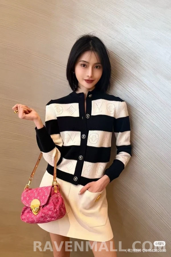 루이비통 루이비통 모노그램 컷아웃 스트라이프 니트 가디건 상세 이미지