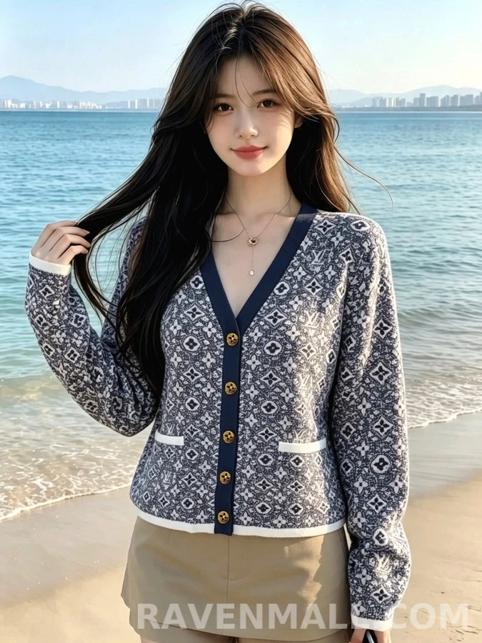 루이비통 루이비통 모노그램 V넥 니트 가디건 상세 이미지