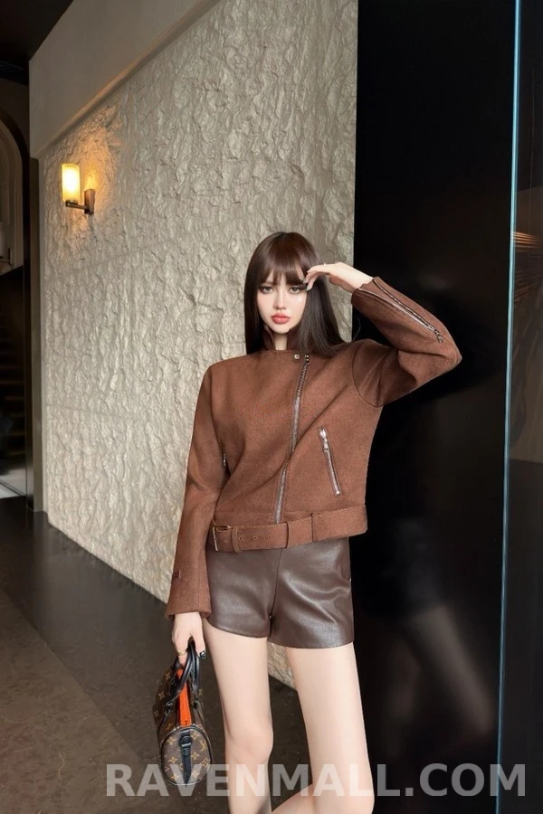 루이비통 루이비통 스웨이드 벨티드 바이커 자켓 상세 이미지