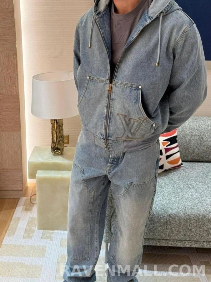 루이비통 루이비통 신상 스티치 로고 후드 데님 재킷 상세 이미지