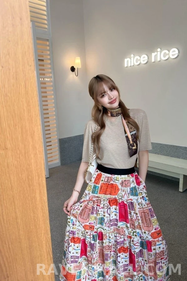 루이비통 루이비통 오브제 프린트 밴딩 스커트 상세 이미지