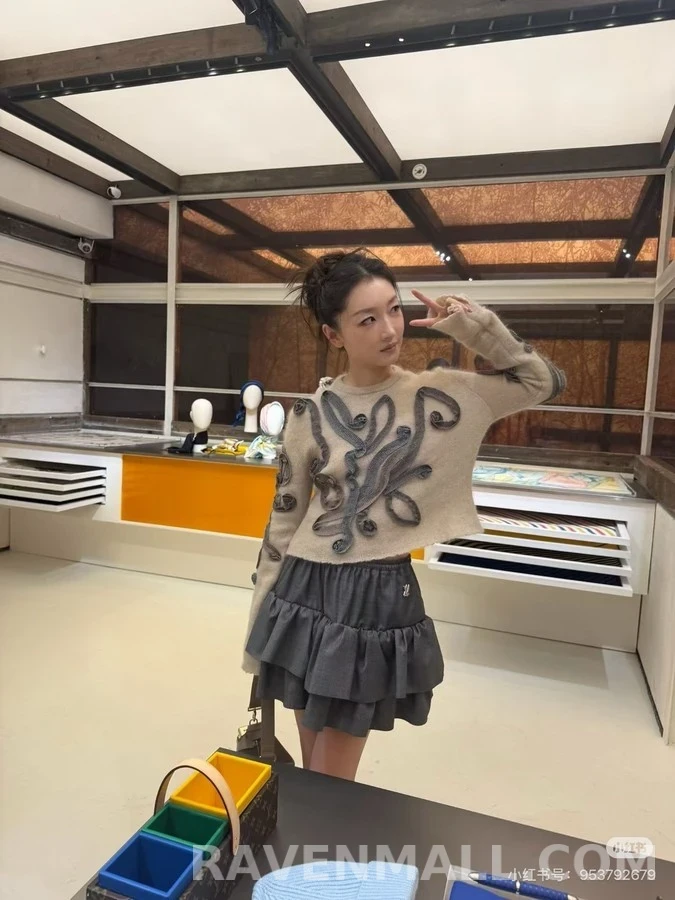 루이비통 루이비통 자수 러플 스커트 상세 이미지