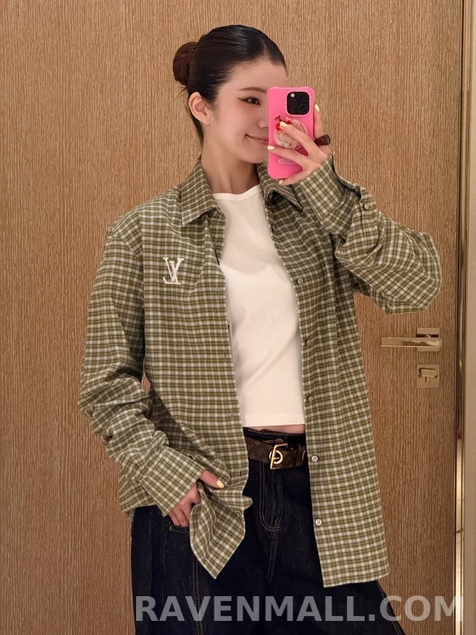 루이비통 루이비통 체크 로고 긴팔 셔츠 상세 이미지