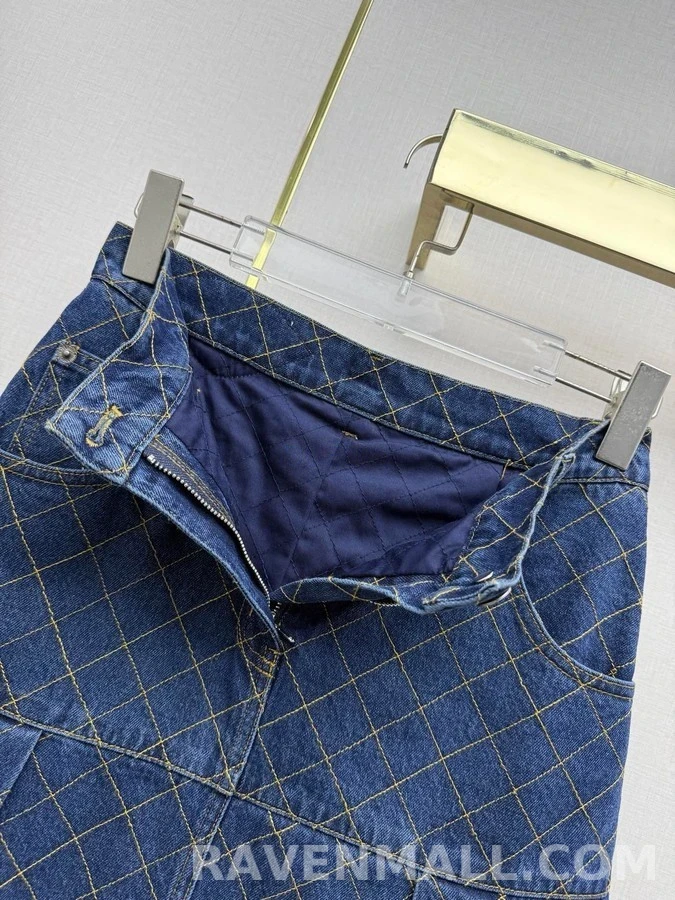 루이비통 루이비통 퀼팅 데님 스커트 상세 이미지
