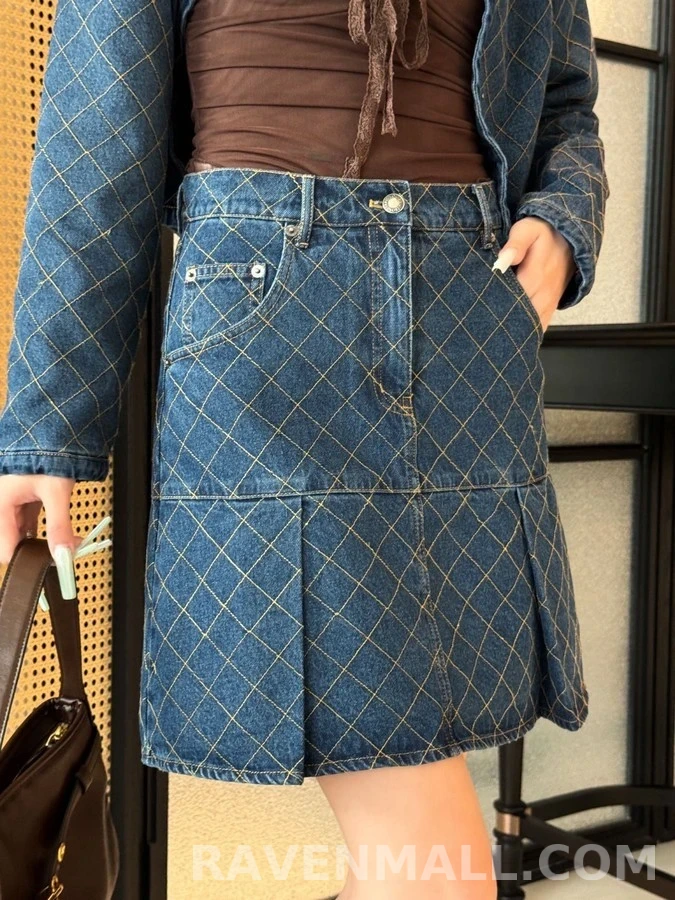 루이비통 루이비통 퀼팅 데님 스커트 상세 이미지