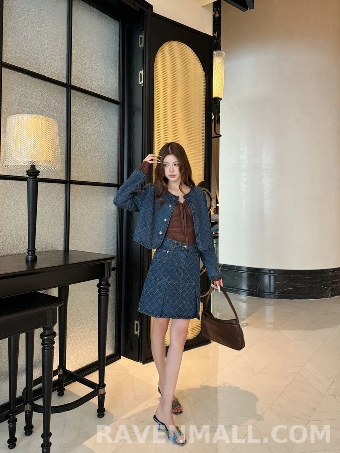 루이비통 루이비통 퀼팅 데님 스커트 상세 이미지
