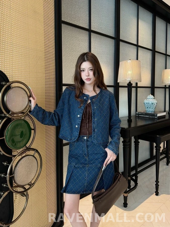 루이비통 루이비통 퀼팅 데님 스커트 상세 이미지