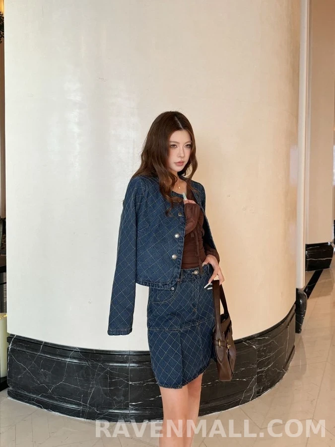 루이비통 루이비통 퀼팅 데님 스커트 상세 이미지