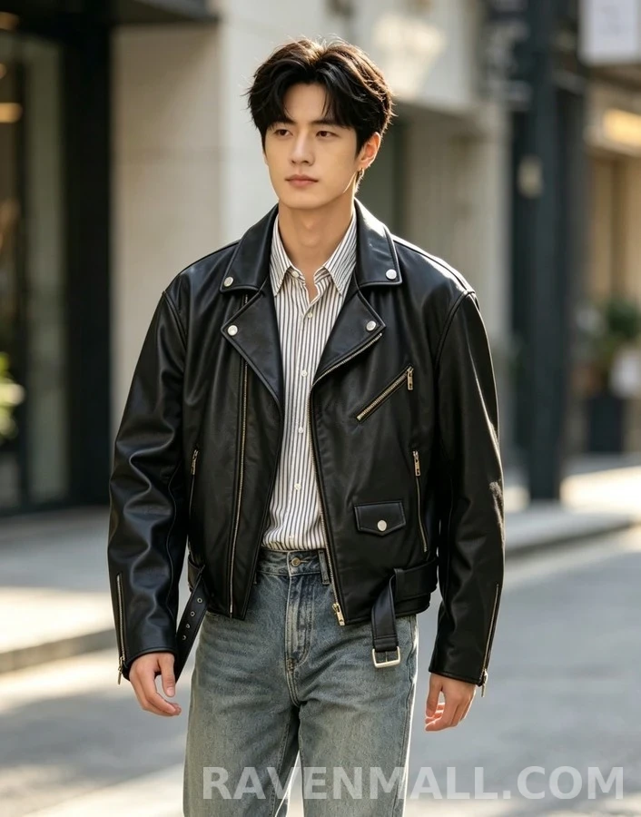 루이비통 루이비통 클래식 가죽 바이커 자켓 상세 이미지