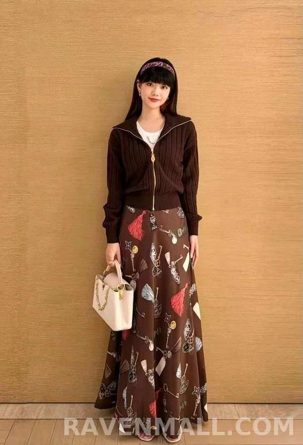 루이비통 루이비통 파이트 모드 키 패턴 롱 스커트 상세 이미지