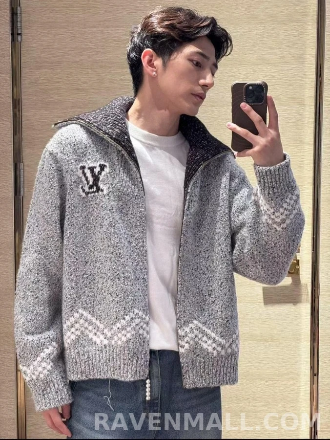 루이비통 루이비통 퍼렐 니고 낚시 자수 니트 집업 상세 이미지