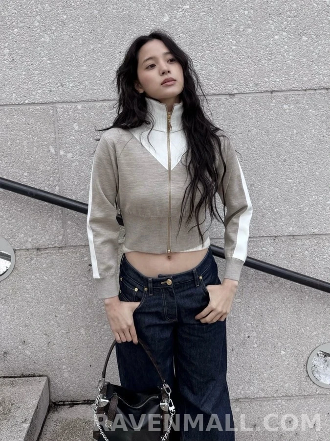 루이비통 루이비통 프리미엄 삼각 로고 패치 차이나넥 집업 자켓 상세 이미지