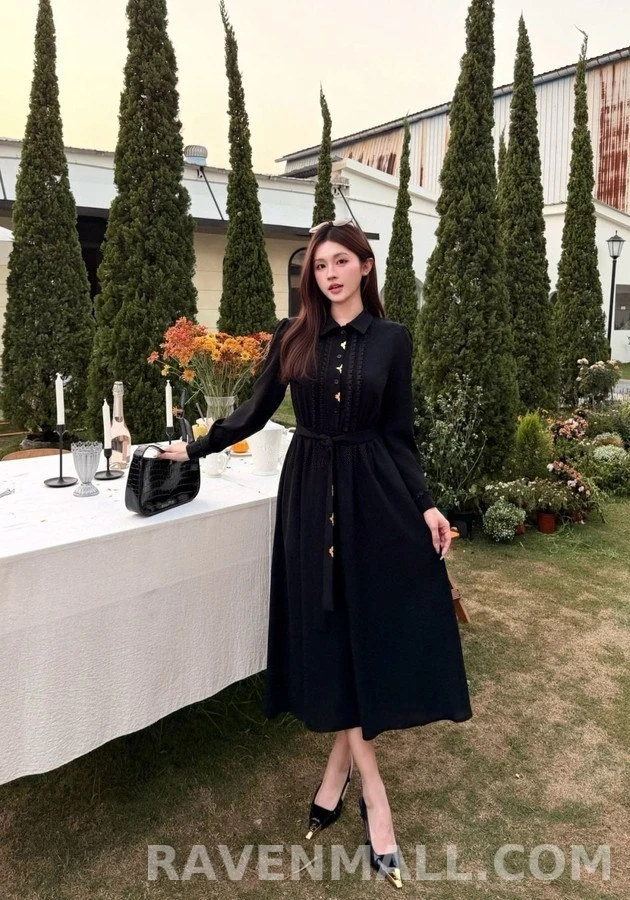 루이비통 루이비통 프릴 금장 롱 원피스 상세 이미지
