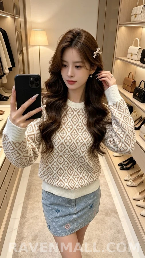 루이비통 루이비통 플라워 다이아몬드 자카드 니트 상세 이미지
