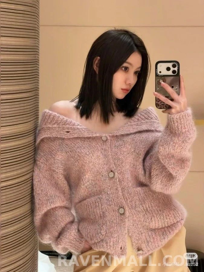 루이비통 루이비통 핑크 컬러 스티치 니트 가디건 상세 이미지