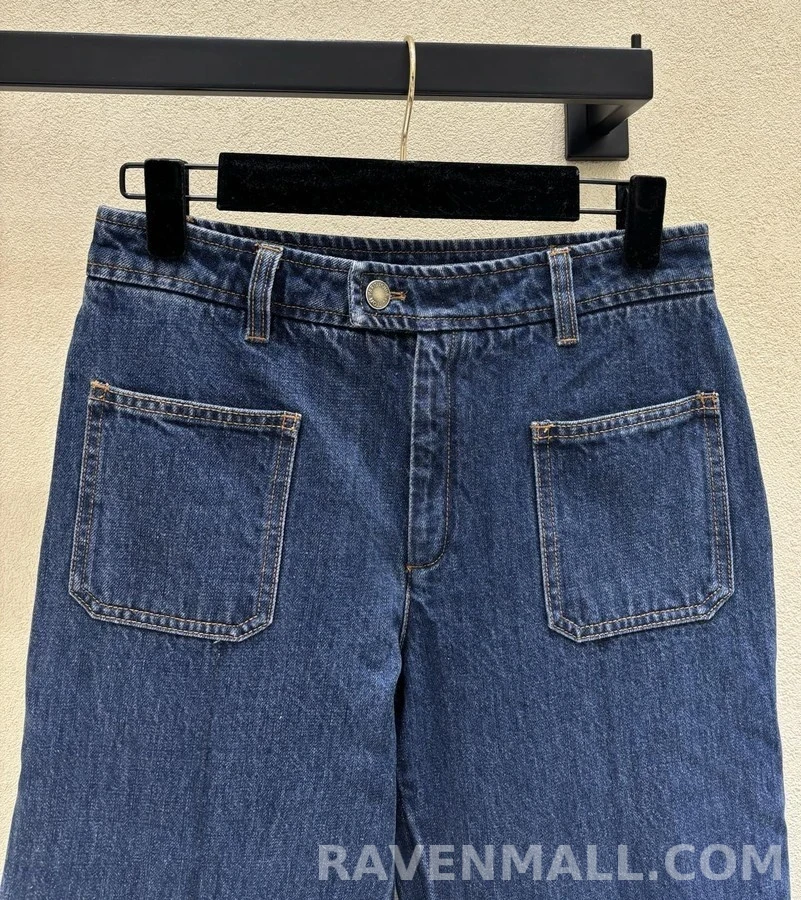 루이비통 루이비통 V 패치워크 로고 데님 팬츠 상세 이미지