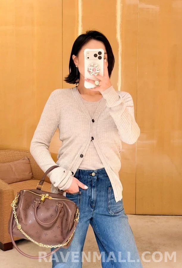 루이비통 루이비통 V넥 골지 니트 가디건 상세 이미지