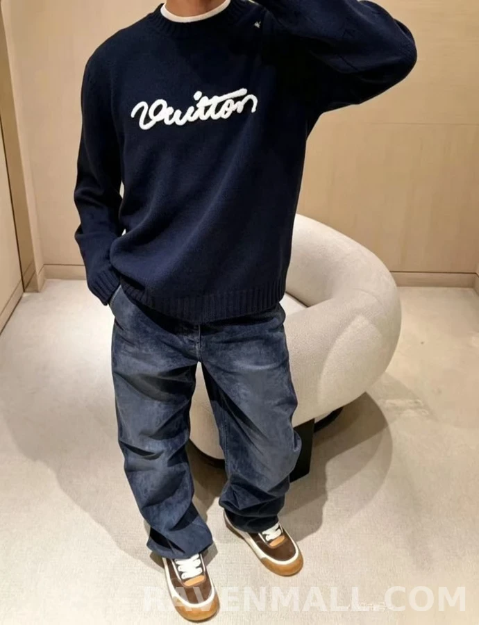 루이비통 루이비통 Vuitton 레터링 라운드넥 니트 상세 이미지