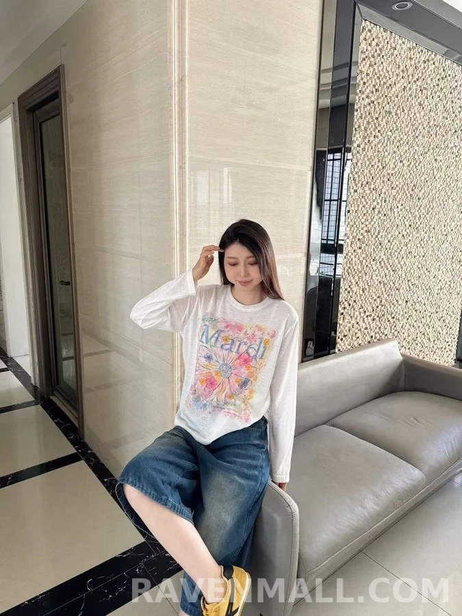마르니 마르니 수채화 데이지 긴팔 티셔츠 상세 이미지