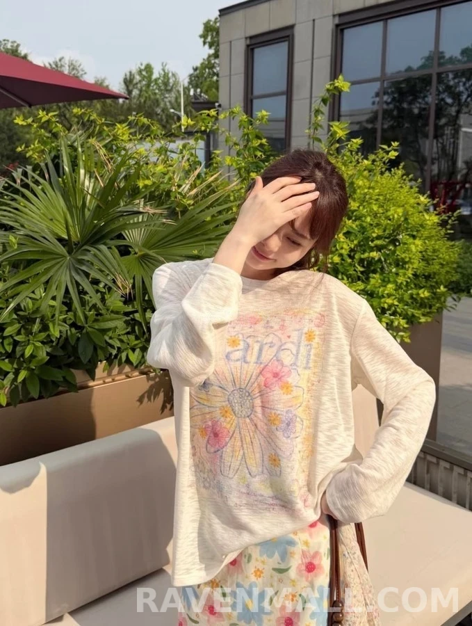 마르니 마르니 수채화 데이지 긴팔 티셔츠 상세 이미지