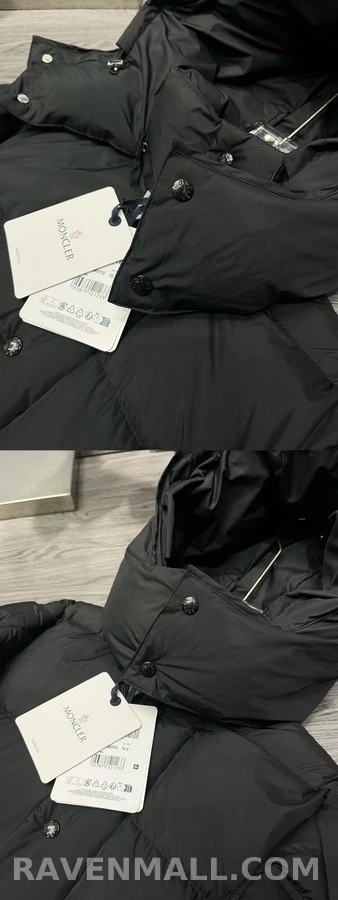 몽클레어 몽클레어 블랙 스냅 탈부착 와이드 후드 여성 패딩 상세 이미지