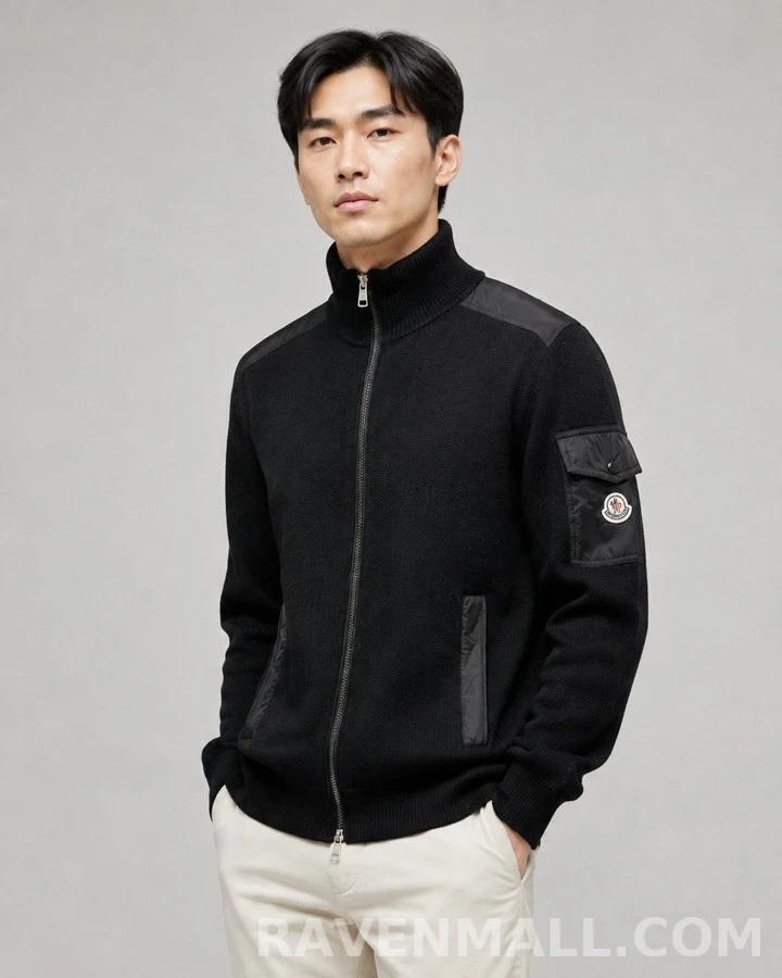 몽클레어 몽클레어 울 나일론 패치 집업 가디건 상세 이미지