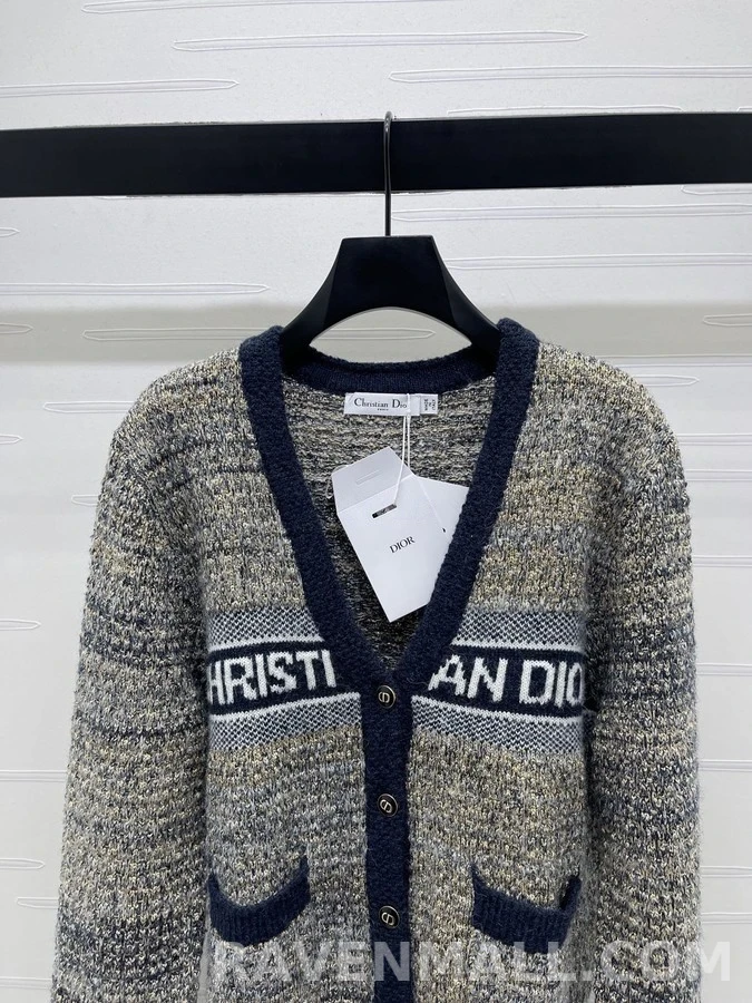 디올 디올 레터링 V넥 니트 가디건 상세 이미지